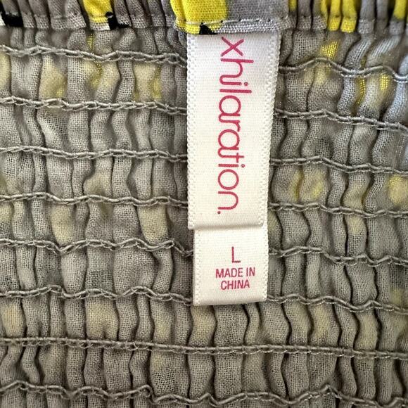 Xhilaration Yellow Lemon Print Peplum Strapless Top L Summer Cottagecore - Picture 4 of 7